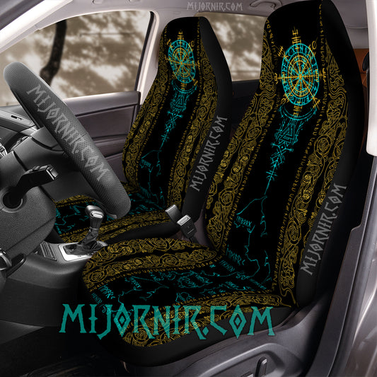 Viking Runes & Vegvisir - Viking Car Seat Cover