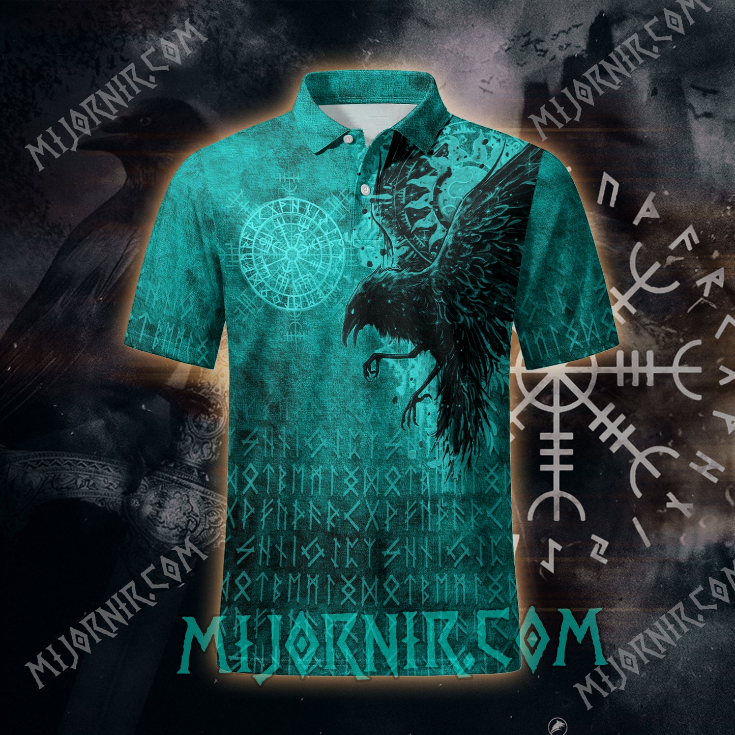 Odin's Raven Ancient Runes Polo shirt