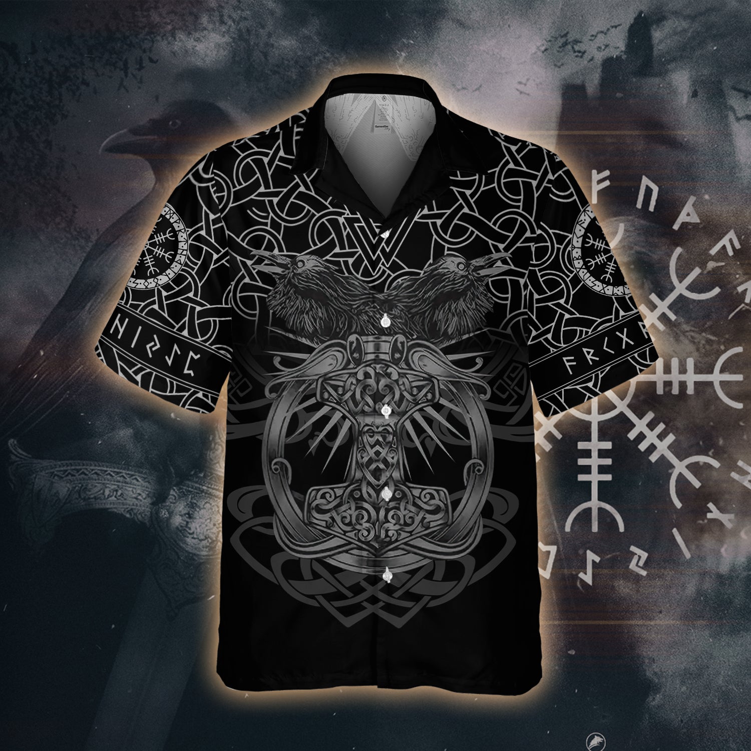 Monochrome Odin's Ravens – Hawaii Shirt