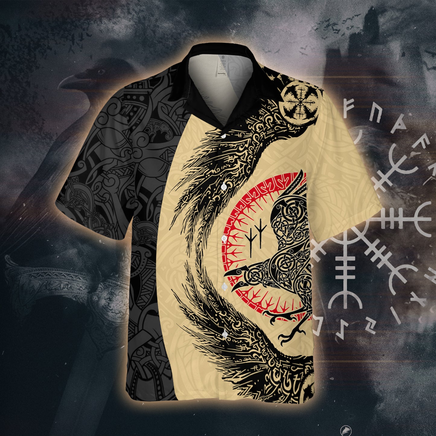 Nordic Raven Rune  – Hawaii Shirt