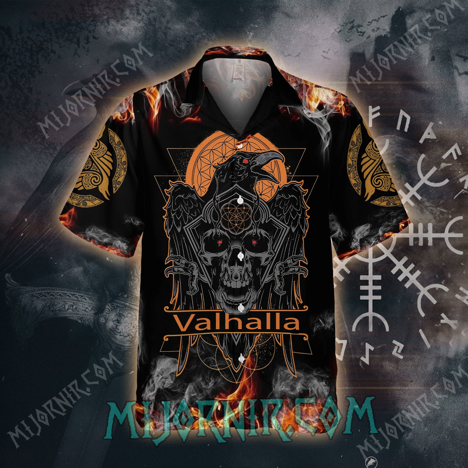 Valhalla Raven Skull Viking – Hawaiian Shirt