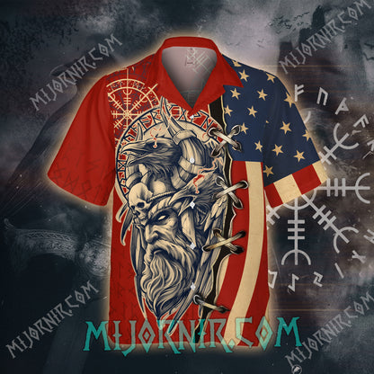 Odin's Gaze Patriotic Viking – Hawaii Shirt