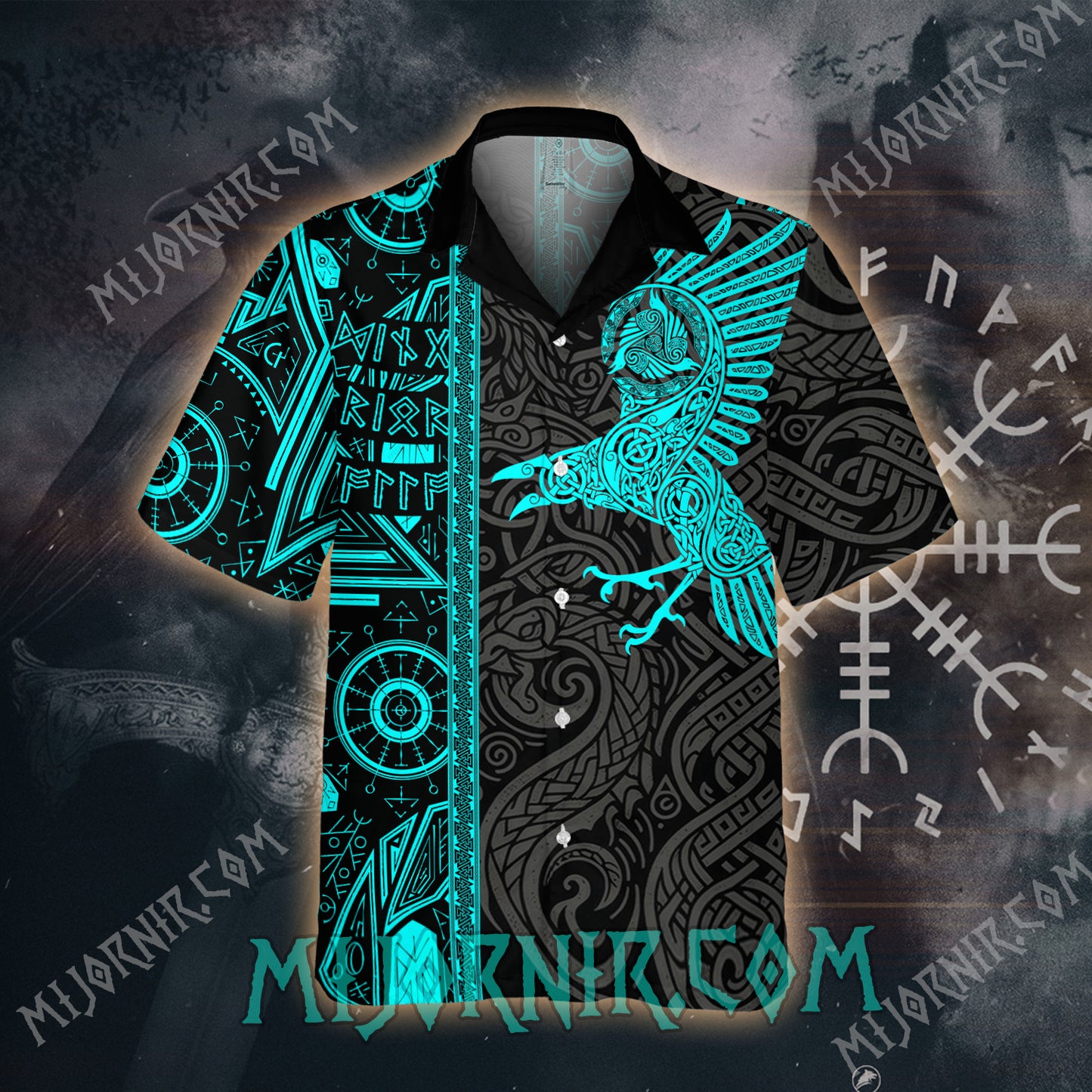 Mystic Raven Neon Viking – Hawaii Shirt