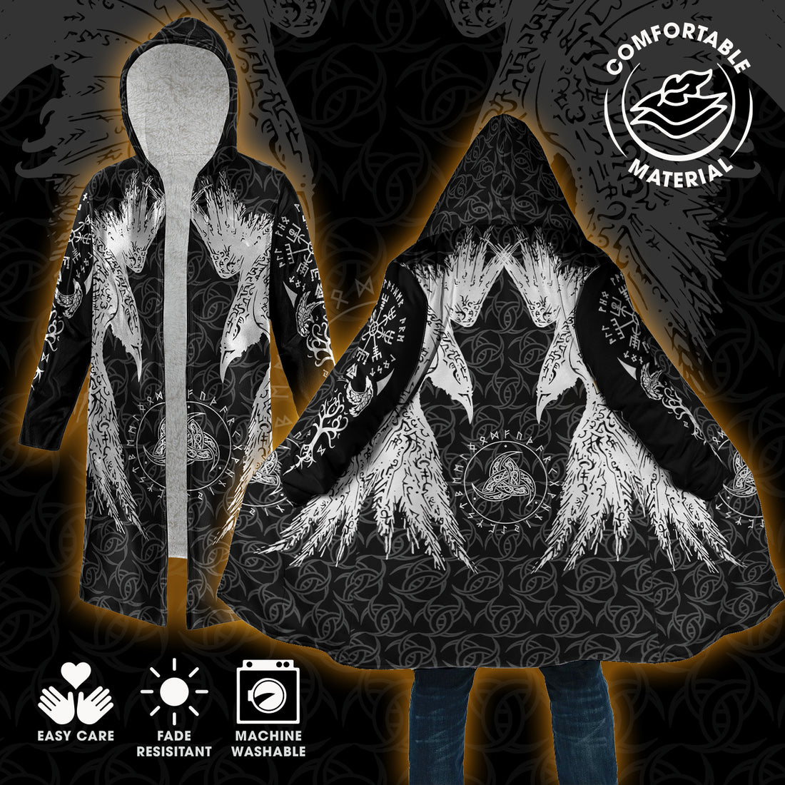 Huginn And Muninn - Viking Hooded Cloak