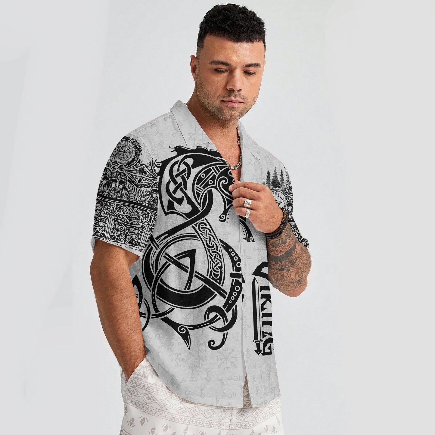Dragon Shield Viking Hawaiian Shirt