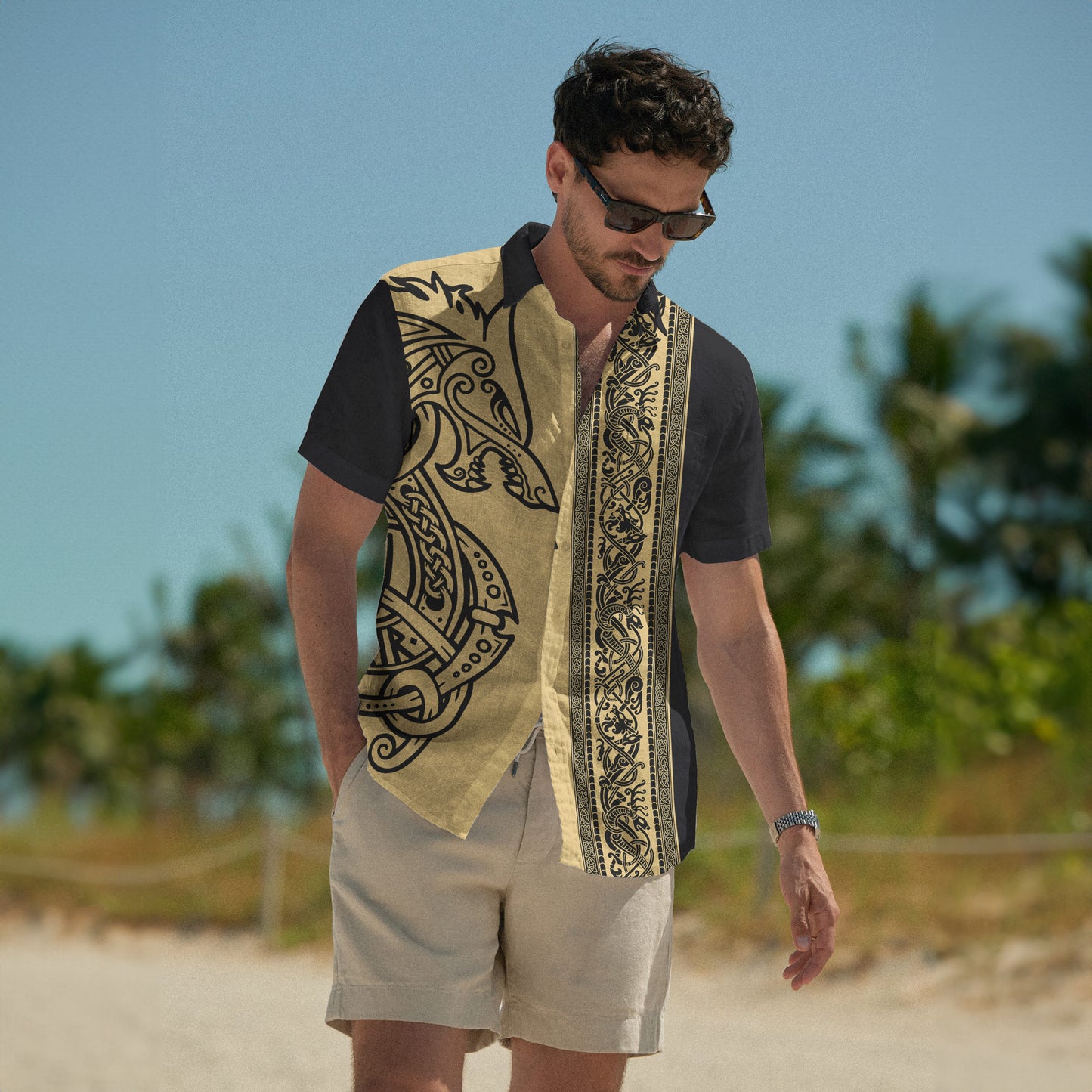 Golden Celtic Wolf– Hawaii Shirt