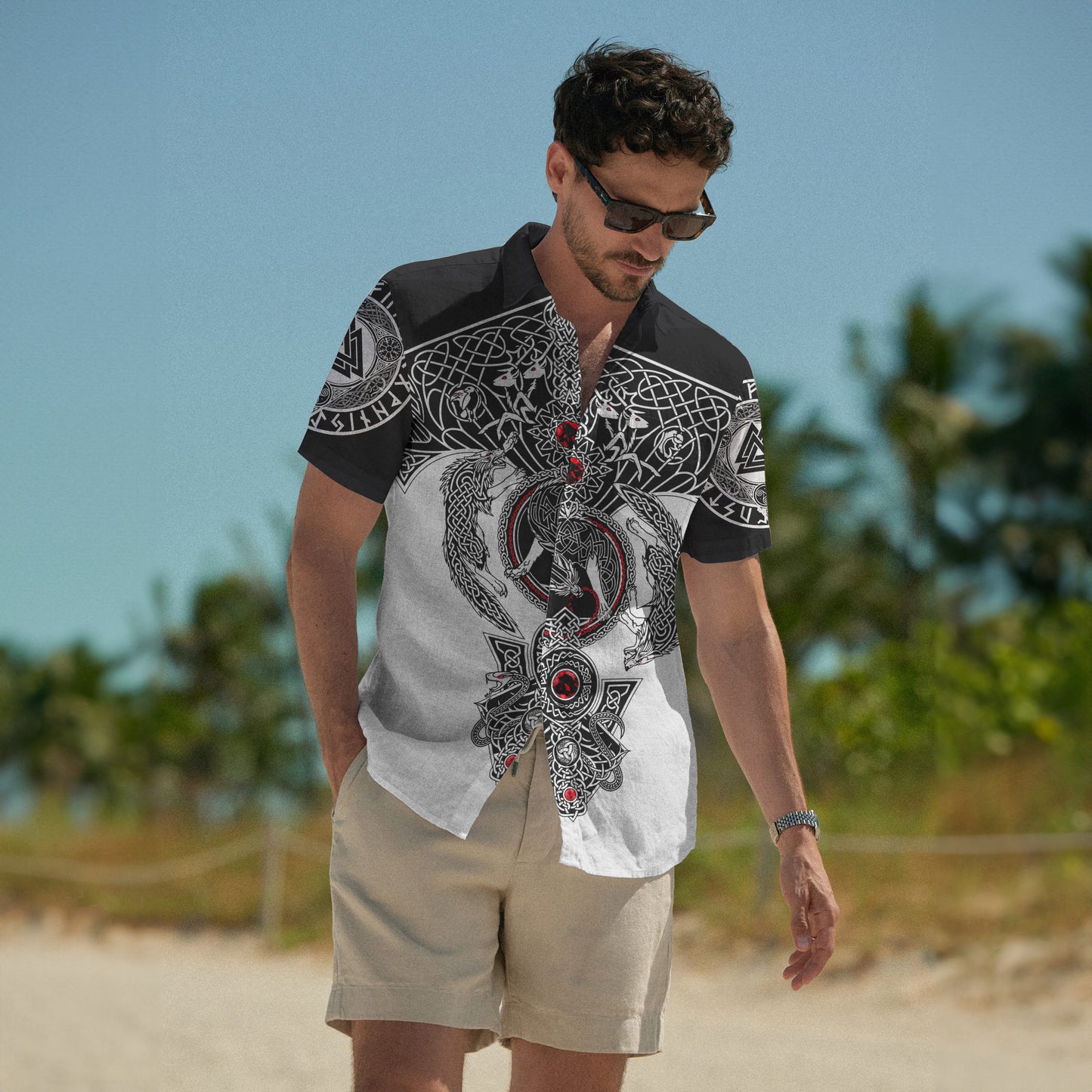 Nordic Wolves Compass – Hawaii Shirt