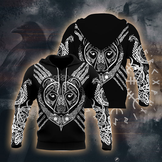 Viking Spirit Bear 3D Printed T-shirt - Long Sleeves - Hoodie - Zip Hoodie