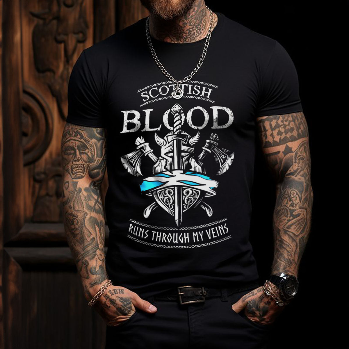 Scottish Blood Runs Viking T Shirt