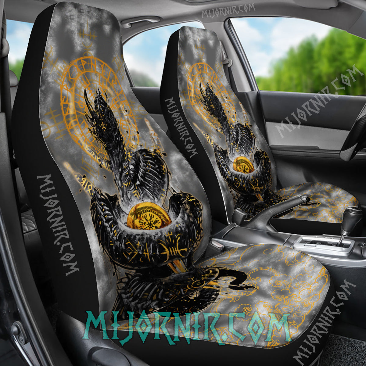 Golden Jormungandr - Viking Car Seat Cover