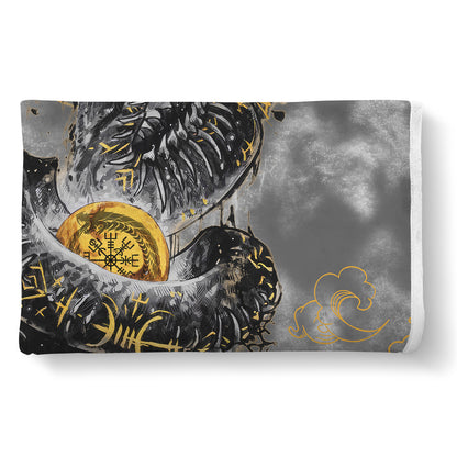 Golden Jormungandr Berserker - Viking Fleece Blanket