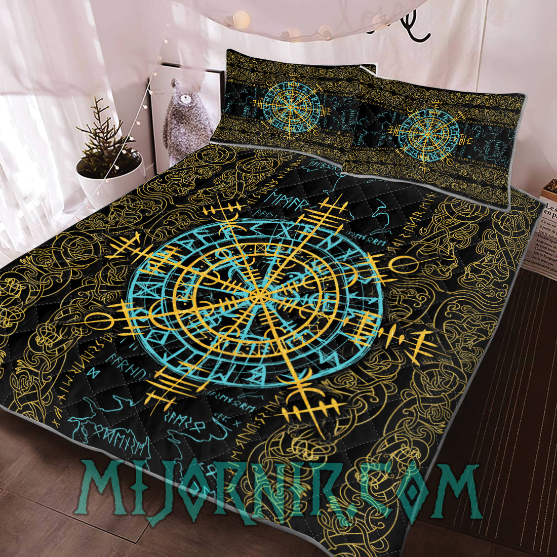 Viking Runes & Vegvisir - Viking Quilt Set