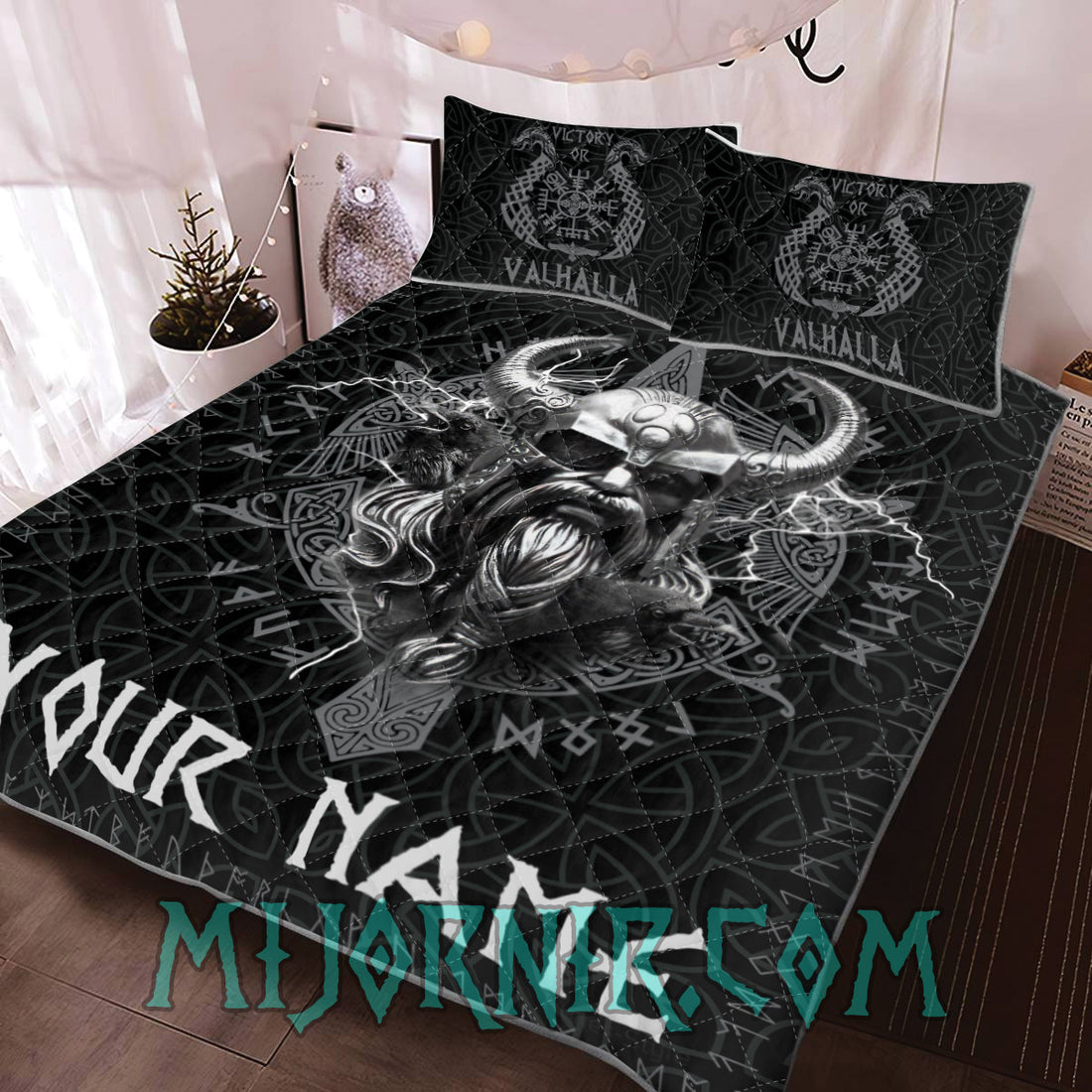 Mijonir Personalized Viking Warrior Bedding Set