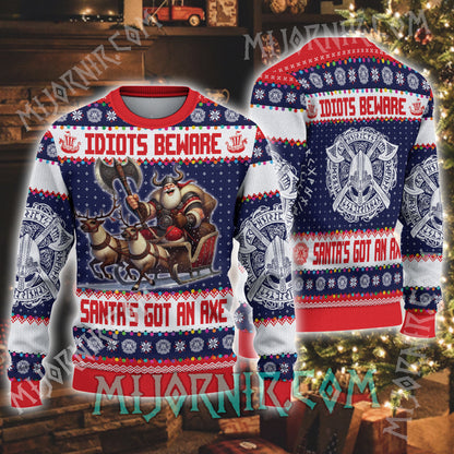 Idiot Beware - Viking Ugly Christmas Sweater