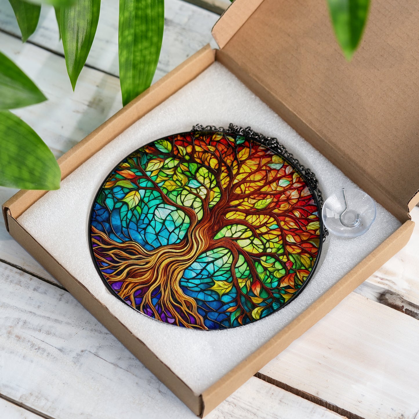 Yggdrasil Rainbow - Viking Stained Glass Hanging Ornament