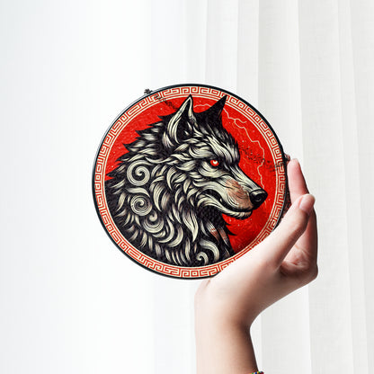 Fenrir's Fury - Viking Stained Glass Hanging Ornament