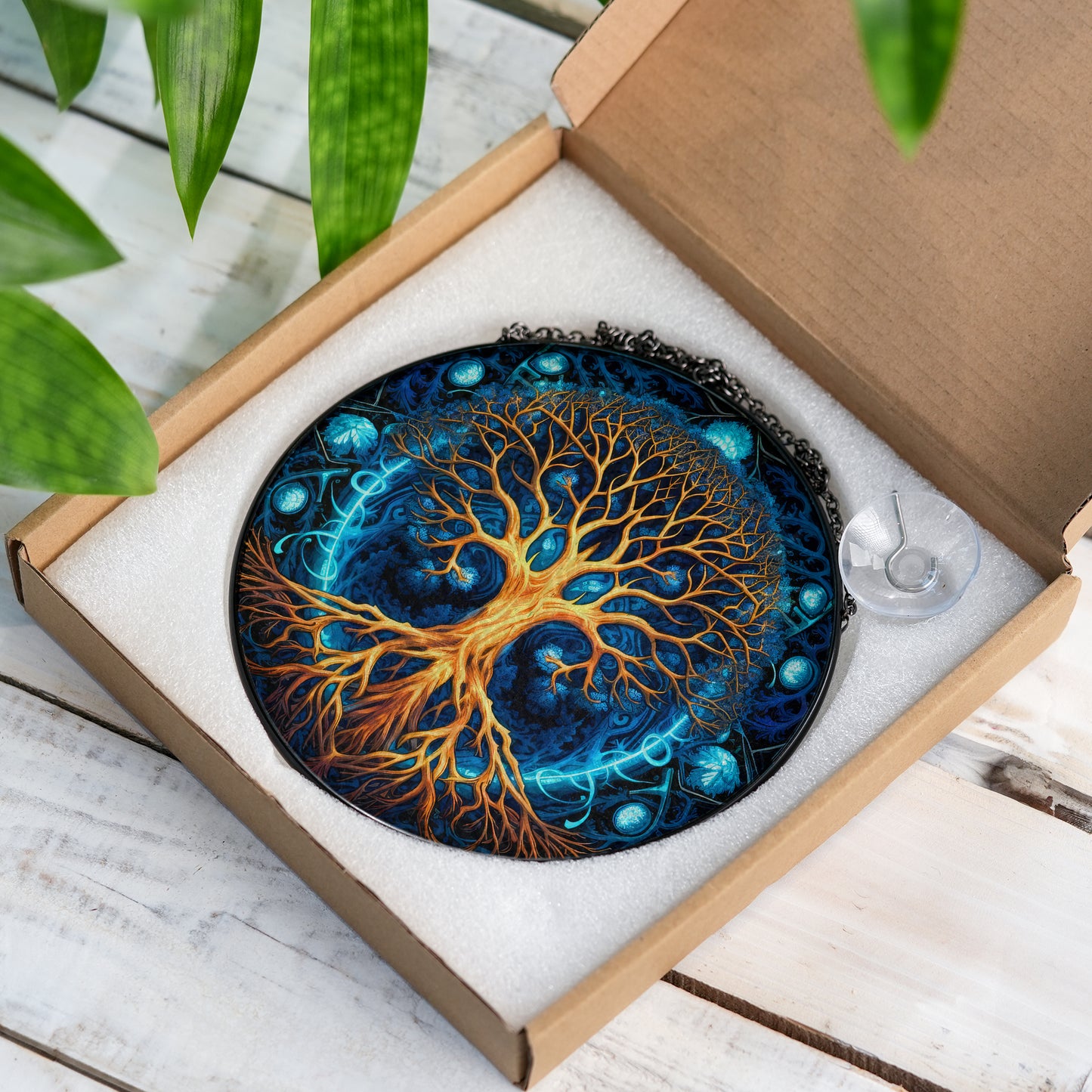 Cosmic Yggdrasil - Viking Stained Glass Hanging Ornament