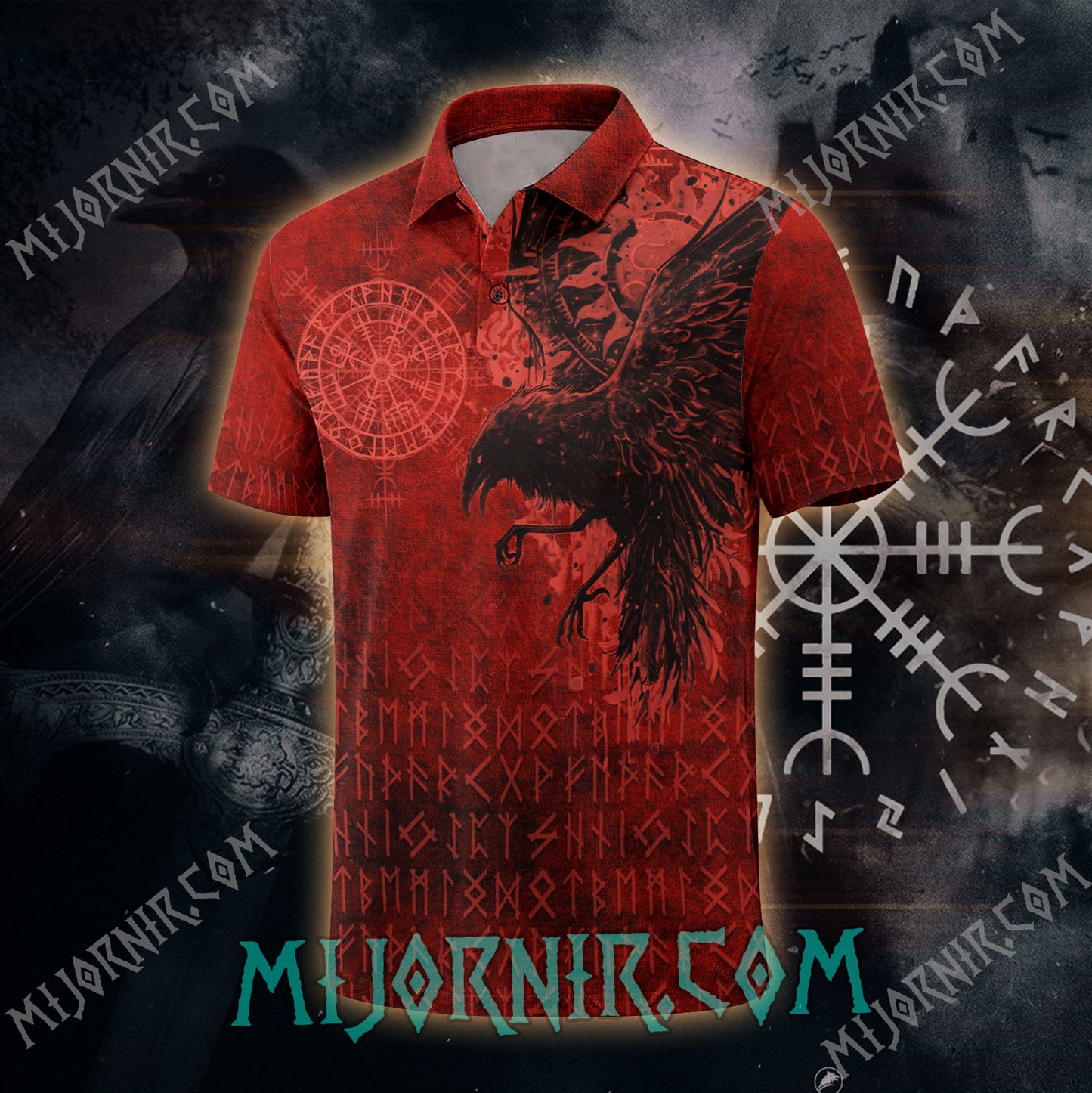 Odin's Raven Ancient Runes Polo shirt