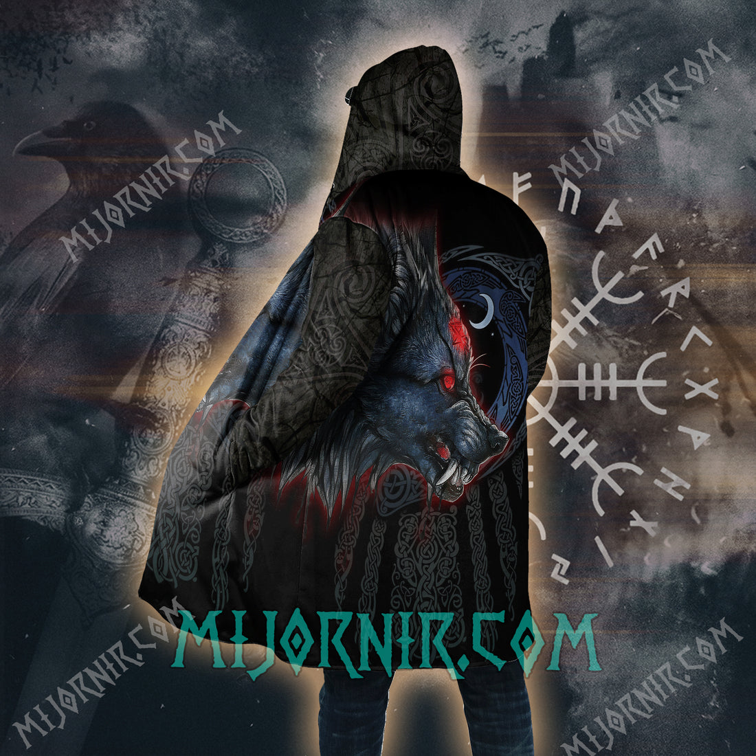 Fury of the Moon Wolf - Viking Hooded Cloak