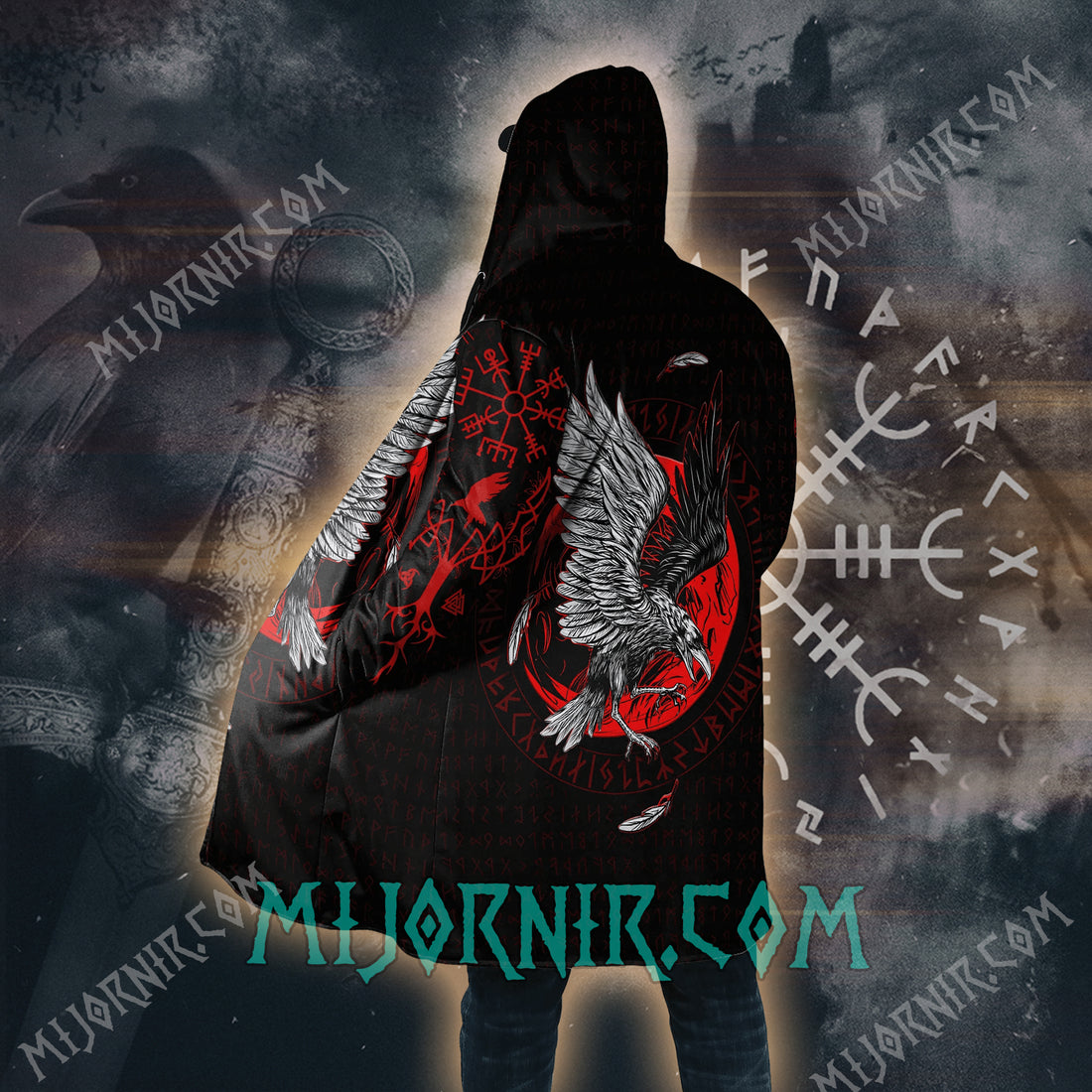 Odin's Raven Flight - Viking Hooded Cloak