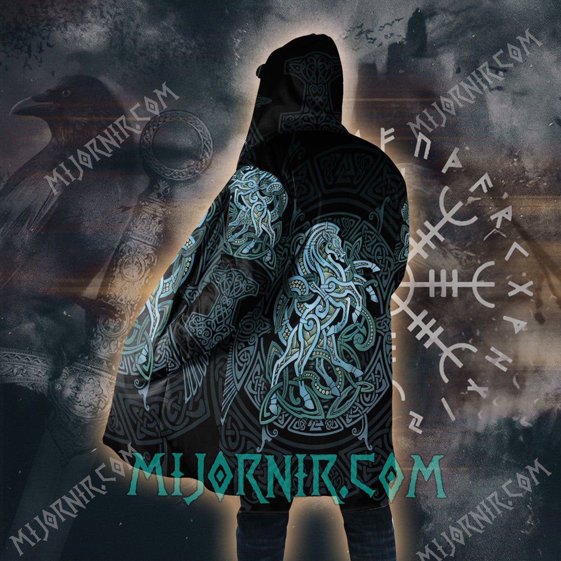 Guardian of the Nordic Dragon - Viking Hooded Cloak