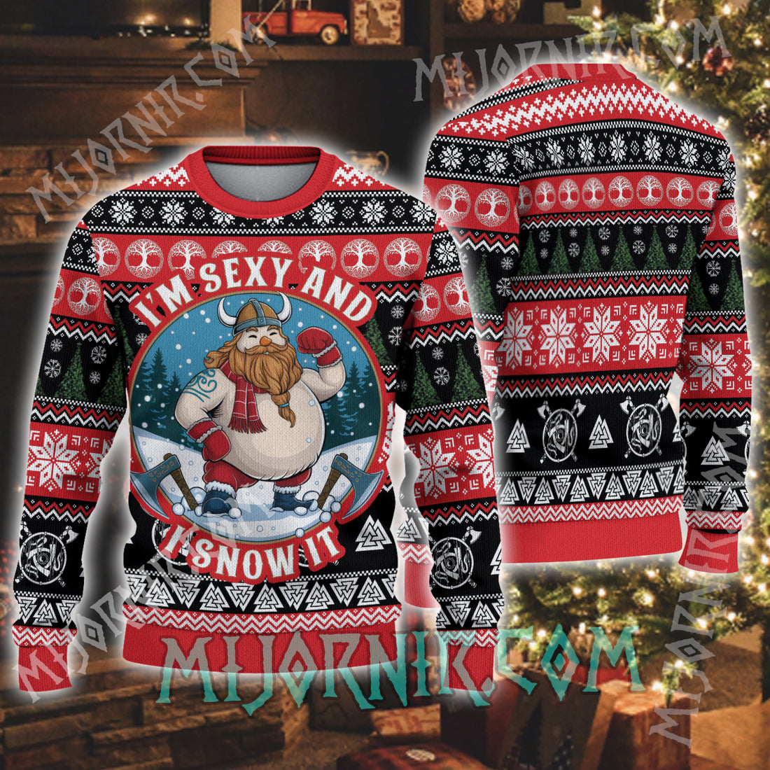 Frosty Viking Warrior  - Viking Ugly Christmas Sweater