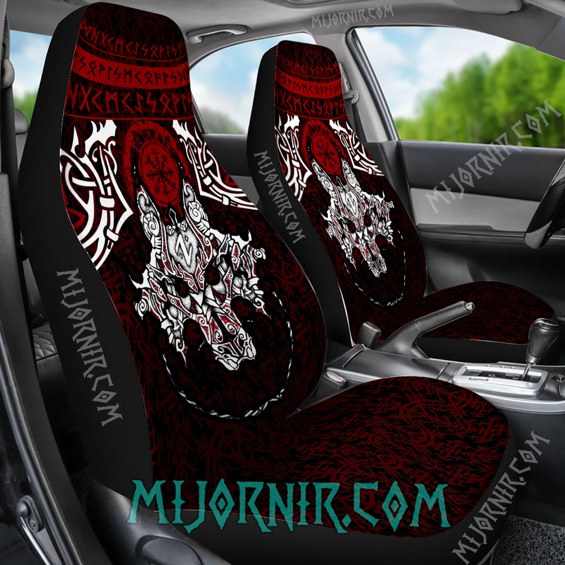 Fenrir's Fury Power Rune - Viking Car Seat Cover