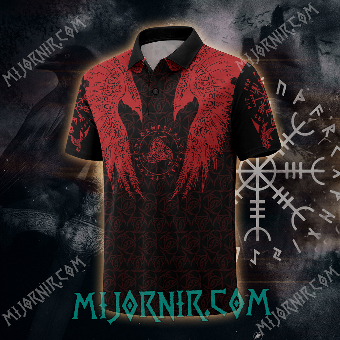 Red Huginn And Muninn - Viking Polo Shirt