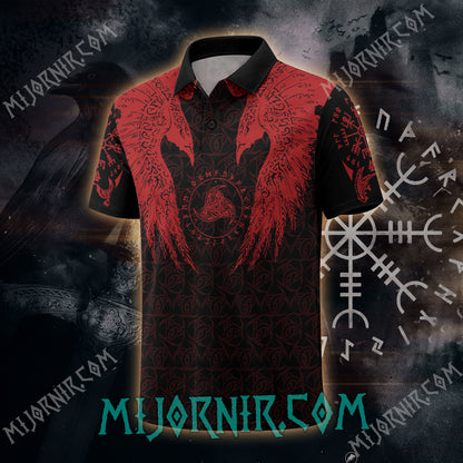 Red Huginn And Muninn - Viking Polo Shirt