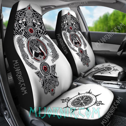 Nordic Wolves Compass - Viking Car Seat Cover