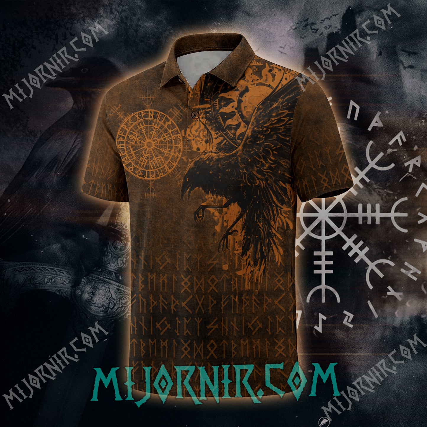 Odin's Raven Ancient Runes Polo shirt