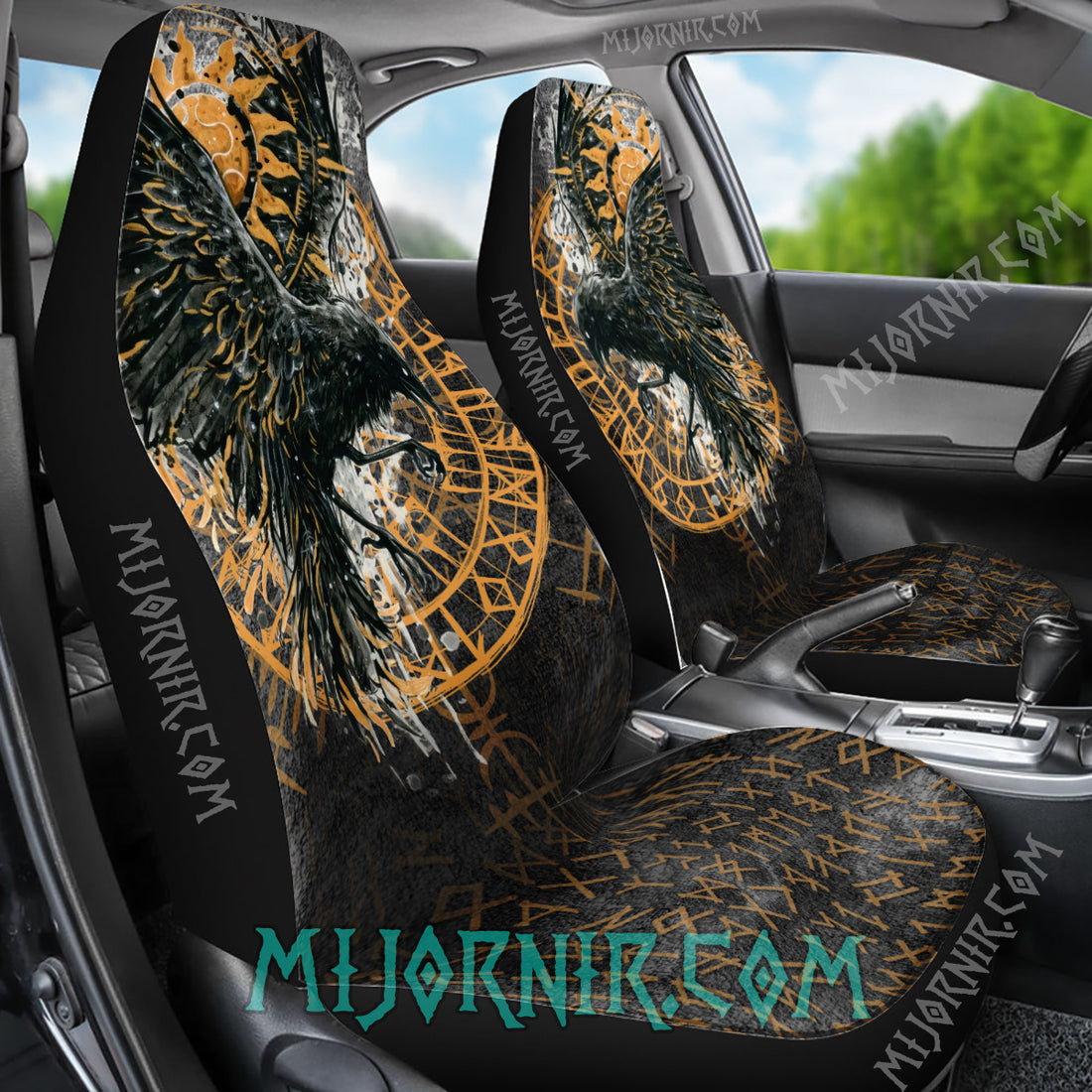 Black Raven of Odin - Viking Car Seat Cover