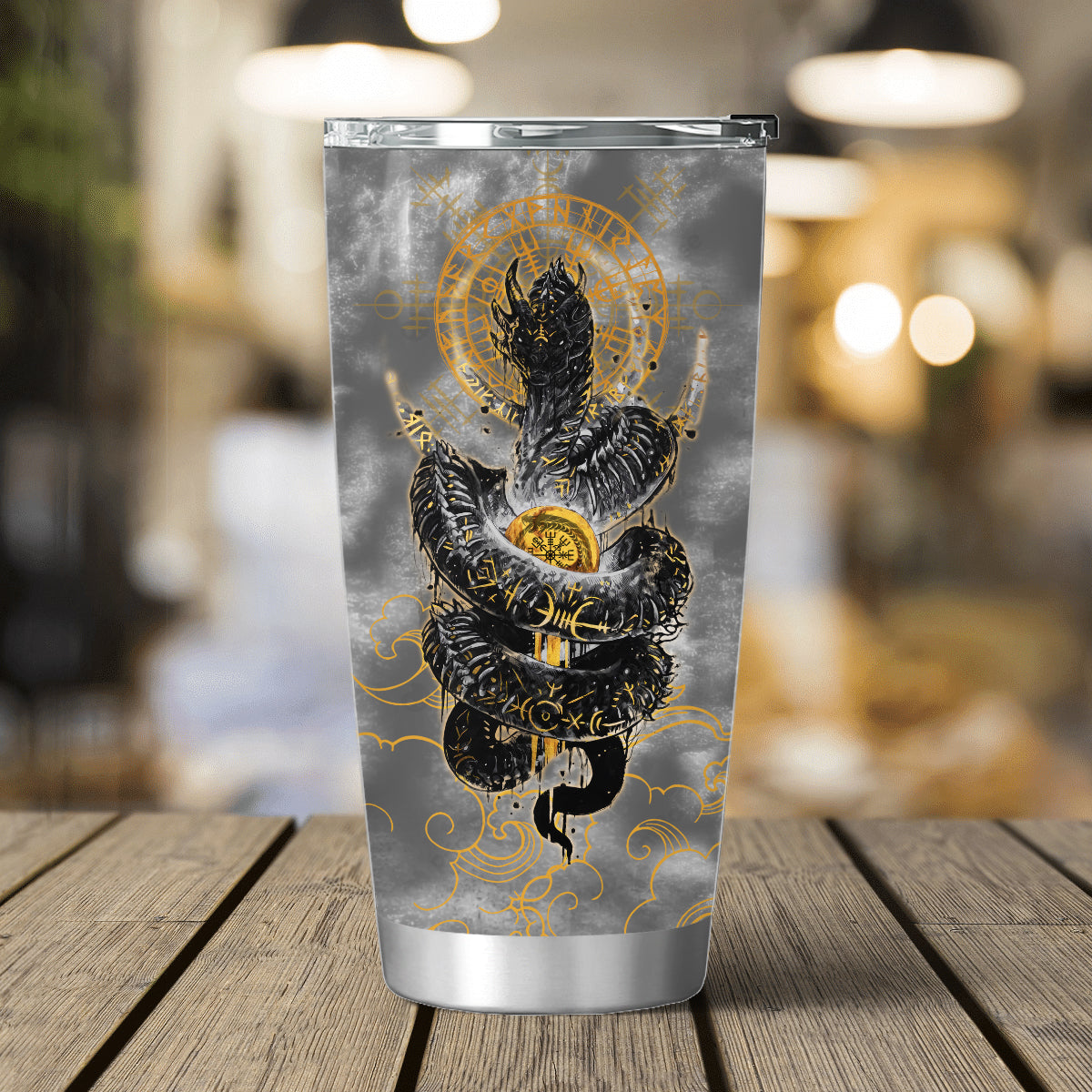 Golden Jormungandr - Viking Tumbler