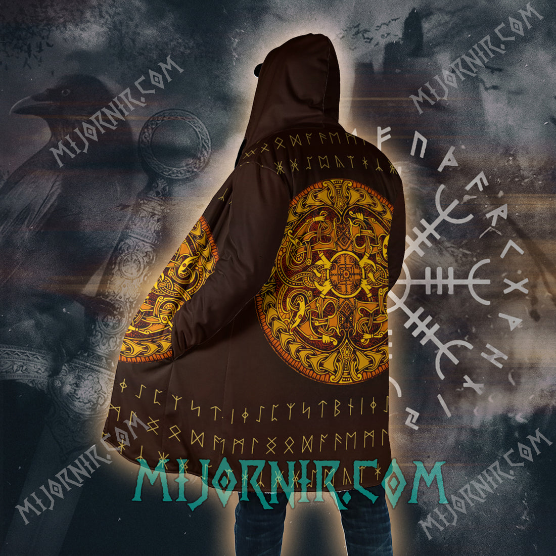 Solar Sigil of Odin - Viking Hooded Cloak