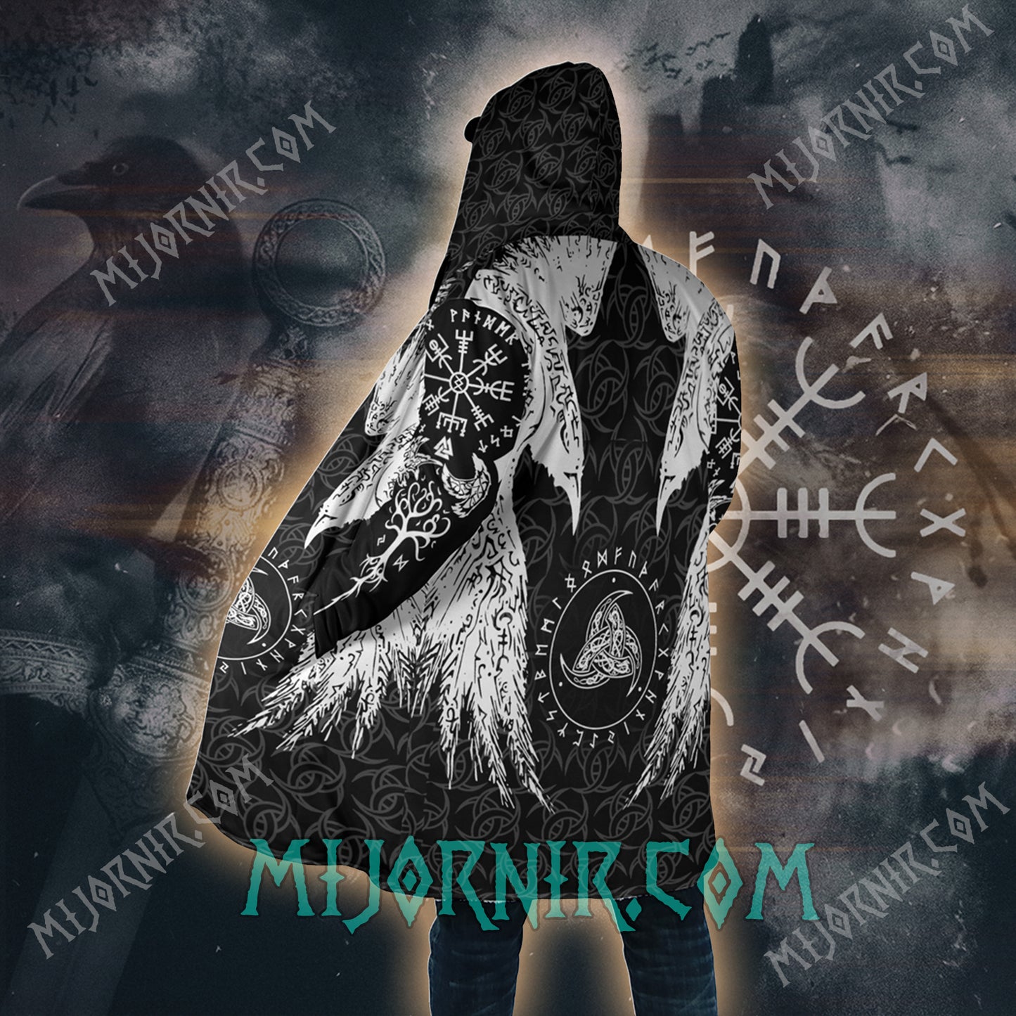 Huginn And Muninn - Viking Hooded Cloak