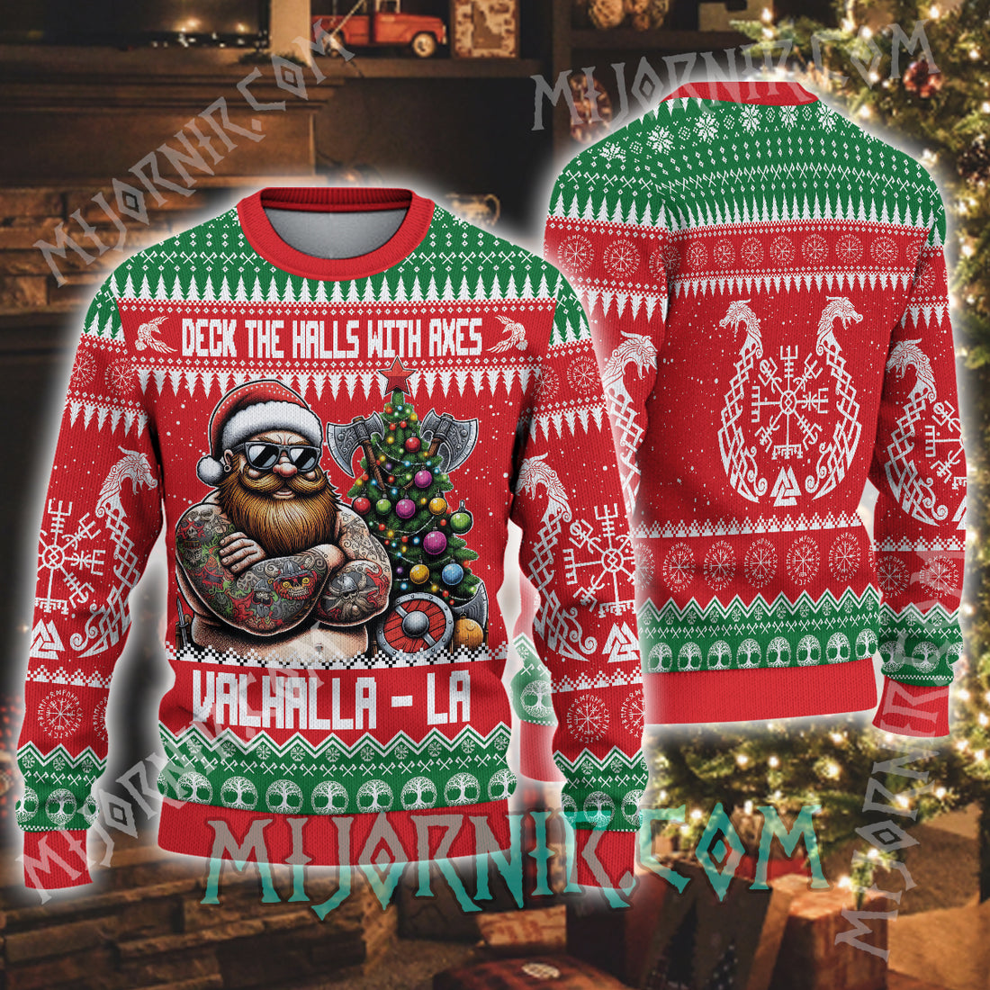 Deck the Halls with Axes - Viking Ugly Christmas Sweater