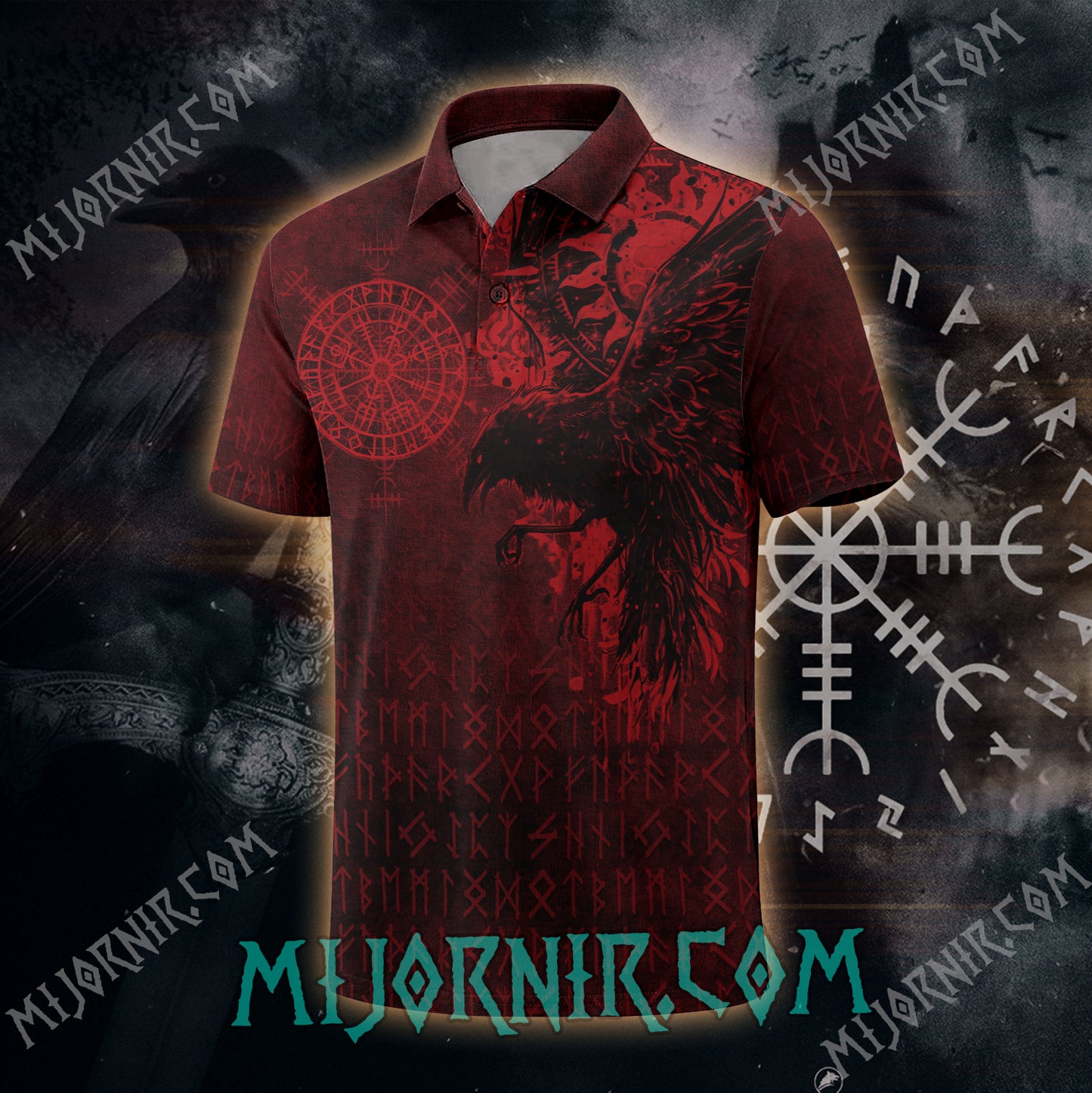 Odin's Raven Ancient Runes Polo shirt