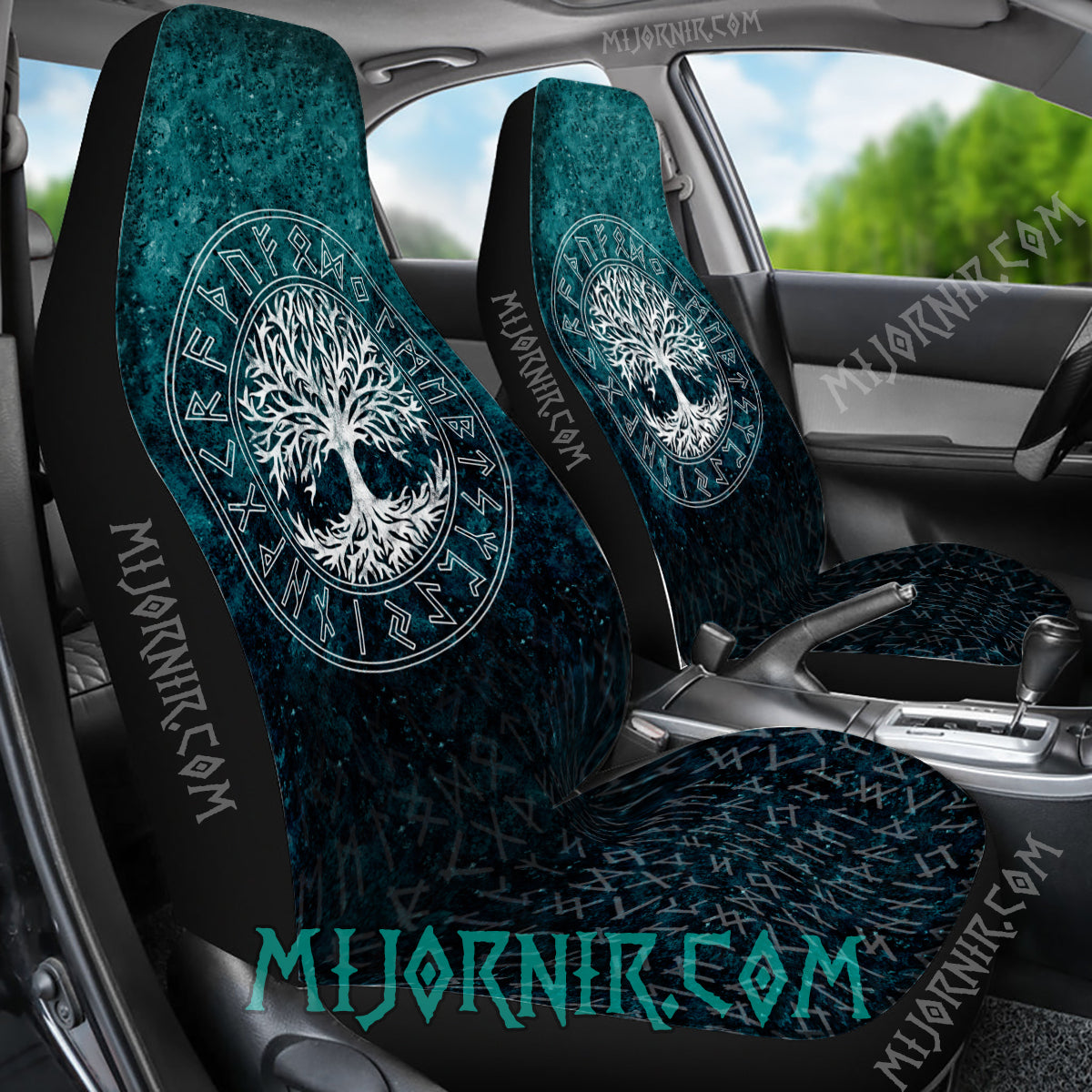 Yggdrasil Rune Shield - Viking Car Seat Cover