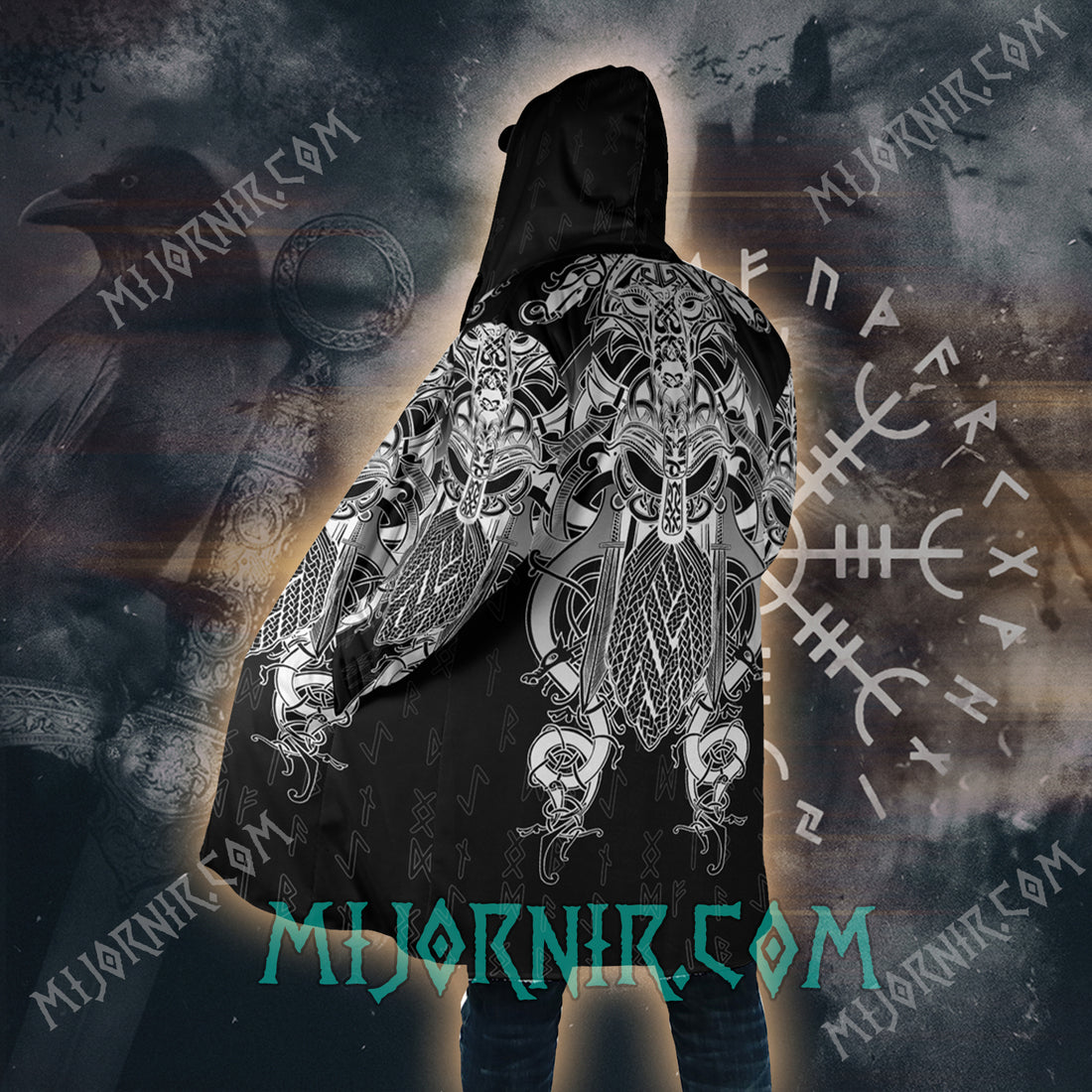 Valknut Warrior Spirit - Viking Hooded Cloak