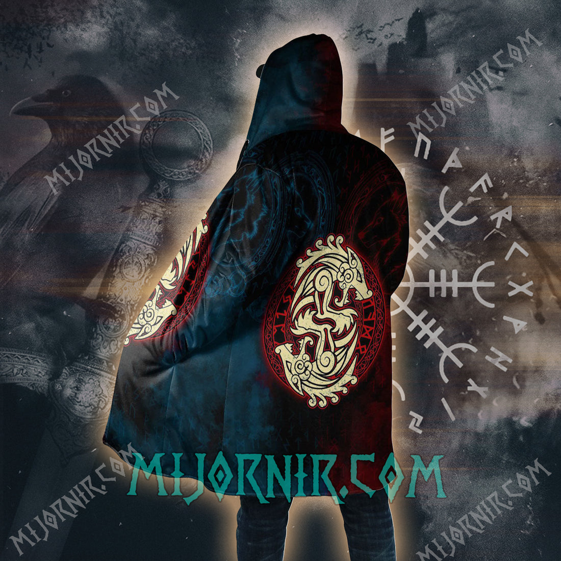 Ember of the Norse Wolf - Viking Hooded Cloak