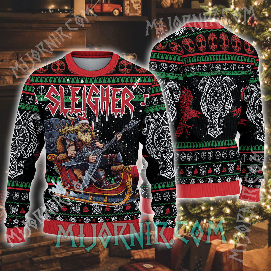 Rocking Sleigh Viking - Viking Ugly Christmas Sweater