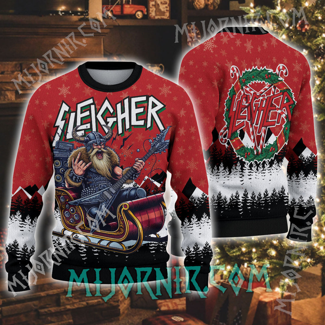 Sleigher Viking Rock - Viking Ugly Christmas Sweater