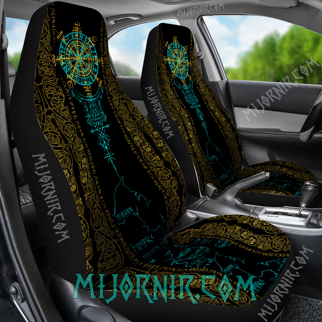 Viking Runes & Vegvisir - Viking Car Seat Cover