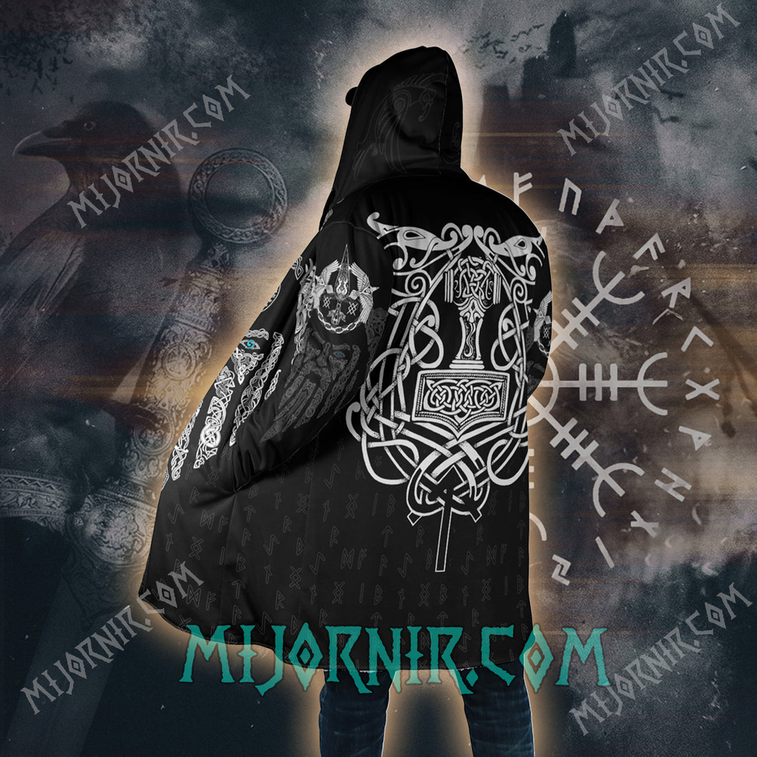 Thor's Hammer Legacy - Viking Hooded Cloak