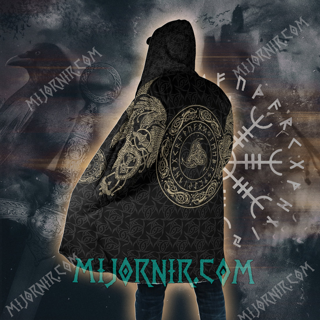 Ancient Valknut - Viking Hooded Cloak