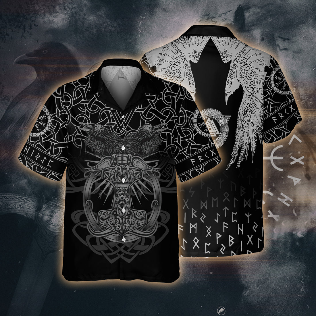 Monochrome Odin's Ravens – Hawaii Shirt