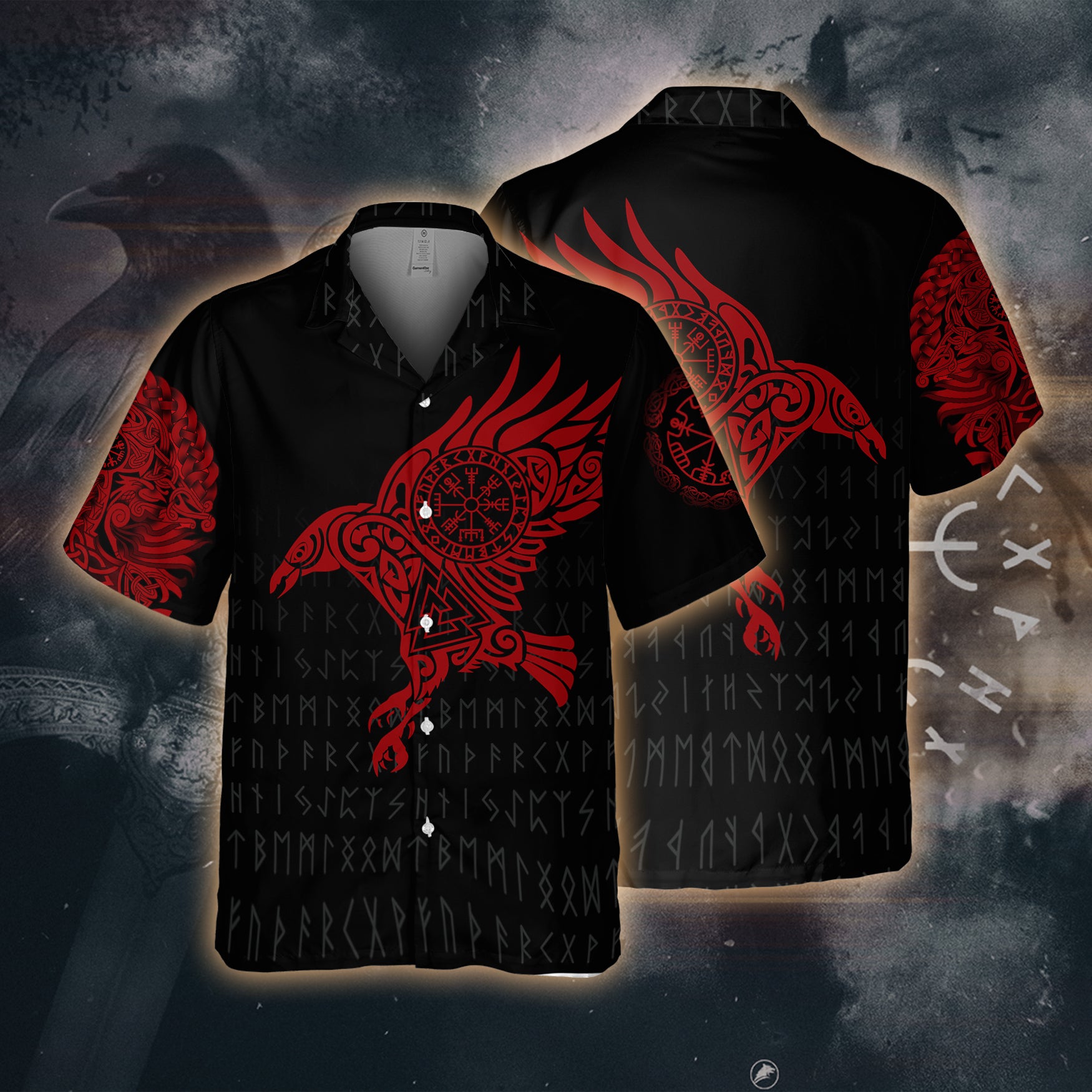 Odin's Crimson Messenger Hawaiian Shirt