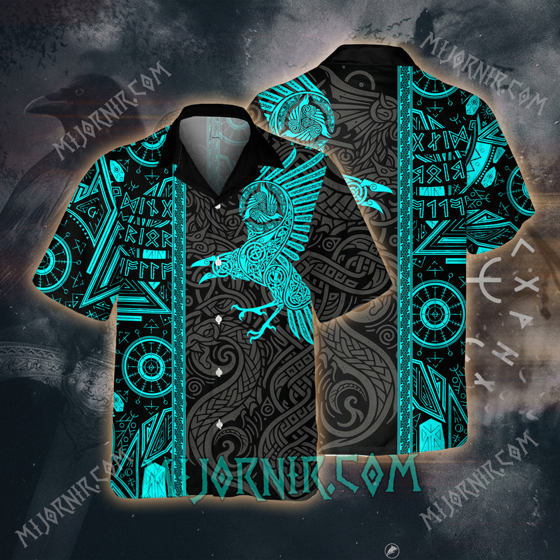 Mystic Raven Neon Viking – Hawaii Shirt