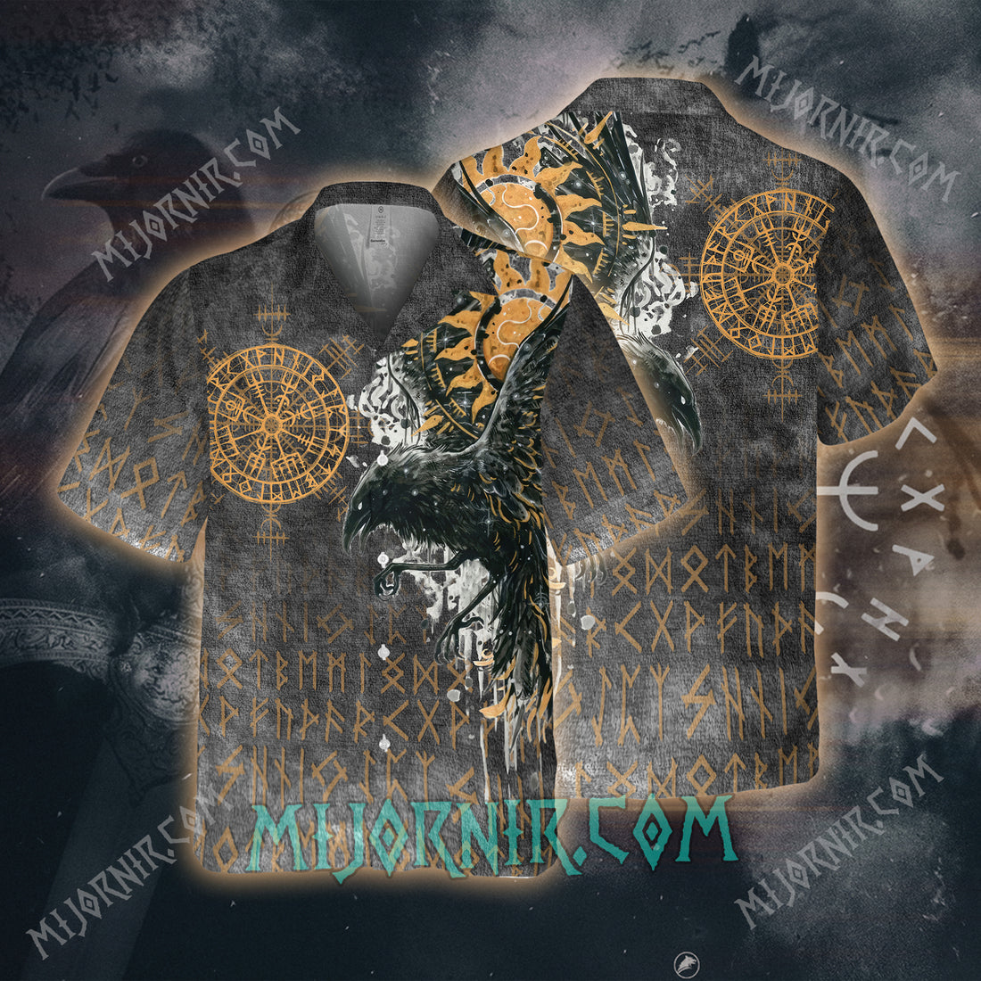 Black Raven of Odin Hawaii Shirt - Norse Rune Edition