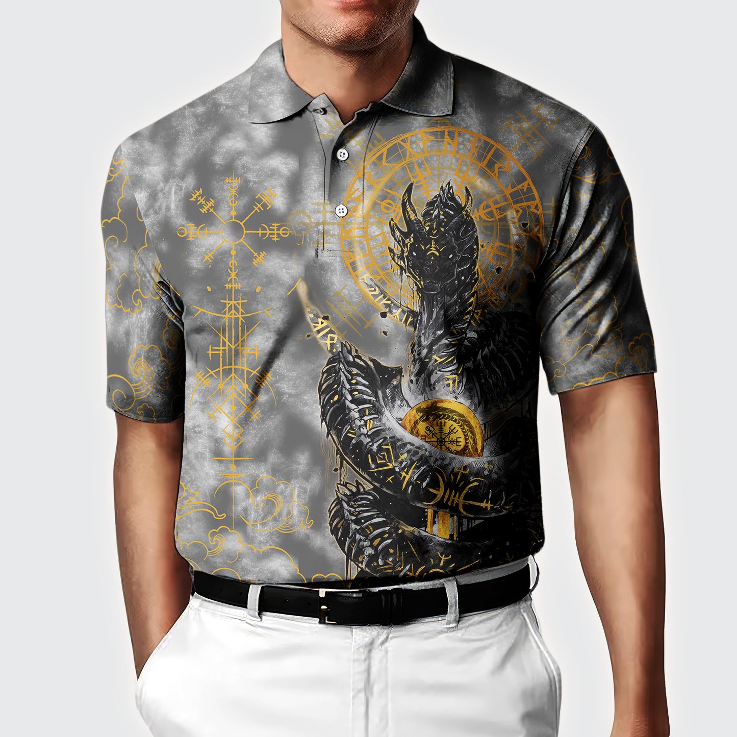 Golden Jormungandr - Viking Polo Shirt